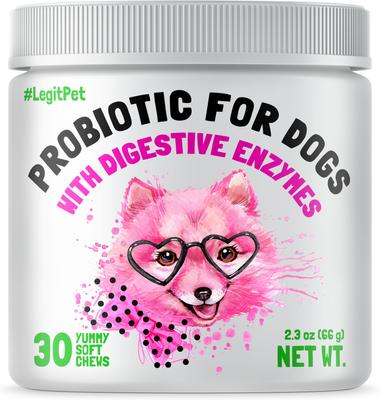 Enzimas digestivas naturales masticables con sabor a pollo, suplemento probiótico para perros adultos, 30 unidades