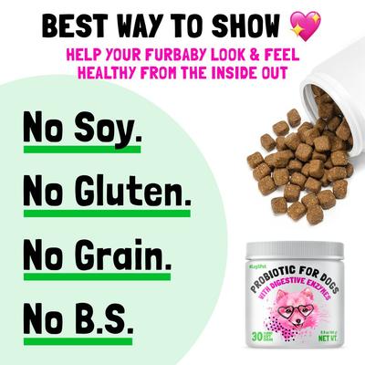 Natural Digestive Enzymes Chicken Flavored Chews Probiotic Supplement for Adult Dogs, 30 count