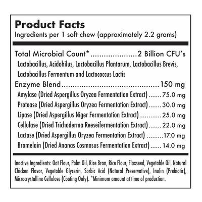 Natural Digestive Enzymes Chicken Flavored Chews Probiotic Supplement for Adult Dogs, 30 count