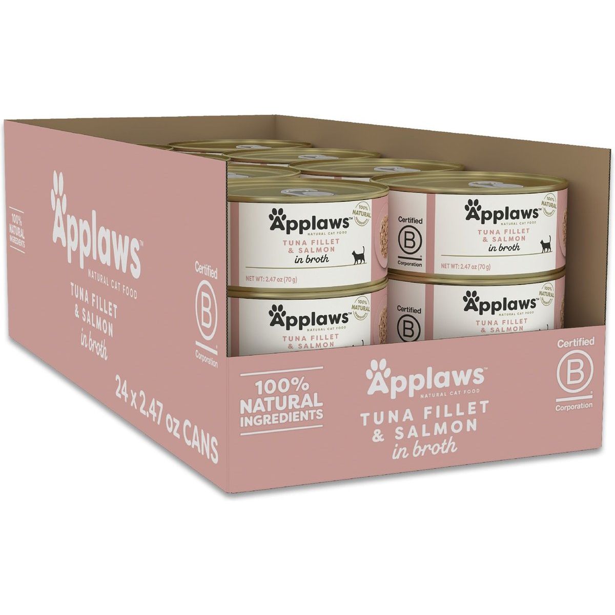 Applaws, Filete de Atún y Salmón en Caldo, 24 latas × 70 g