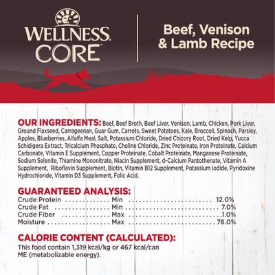 CORE Grain-Free Beef, Venison & Lamb Formula Canned Dog Food, 12.5-oz, case of 12