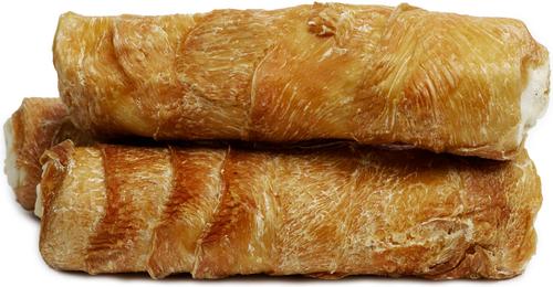 Golosinas de cuero crudo envueltas en pollo para perros, 3 unidades