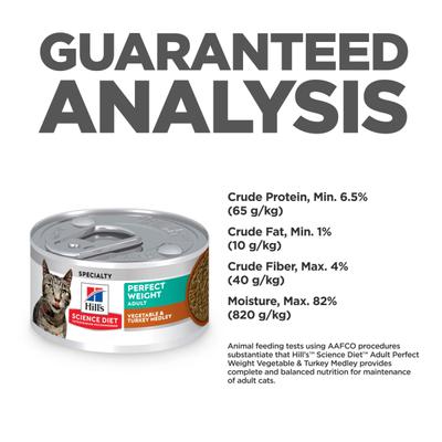 Adult Perfect Weight Management Vegetable & Turkey Medley Chunks in Gravy Wet Cat Food, 2.9-oz can, 24 count