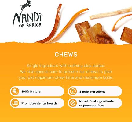Nguni Beef Tendon Chews Dog Treats, 3.5-oz bag