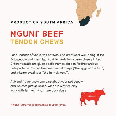 Nguni Beef Tendon Chews Dog Treats, 3.5-oz bag