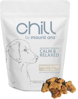 Golosinas de mantequilla de maní Chill Bites para perros, bolsa de 4 oz