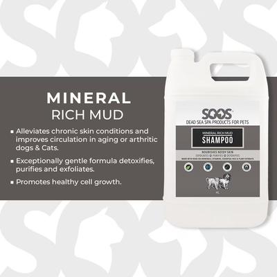 Champú para perros y gatos con barro rico en minerales, botella de 135 onzas líquidas
