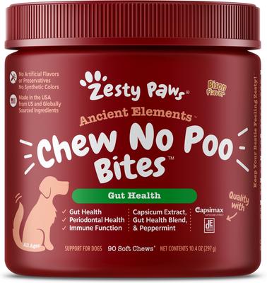 Ancient Elements Chew No Poo Bison Flavored Soft Chews Coprophagia Stool Eating Deterrent Supplement for Dogs, 90 count