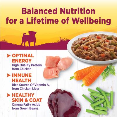 Complete Health Petite Entrees Alimento húmedo para perros adultos de razas pequeñas sin cereales con pollo, pavo, zanahorias y judías verdes trituradas, taza de 3 oz, caja de 12