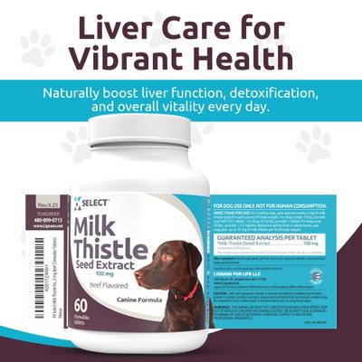 Beef Flavored Milk Thistle Dog Liver Supplement, 60 count