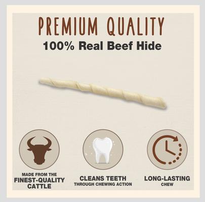 Premium Beef Hide Twist Sticks Beef Flavor Dog Chews, 5-in, 34 count