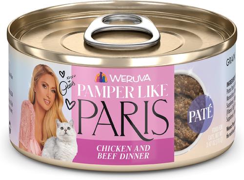 Comida húmeda para gatos con paté sin cereales Chicken & Salmon Dinner, lata de 2.47 oz, caja de 12
