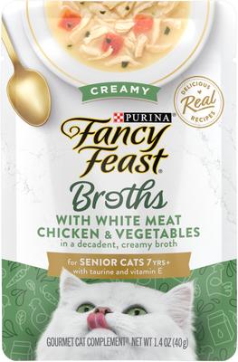 Senior Creamy with Chicken & Vegetables in Broth Cat Food Complement & Topper, 1.4-oz pouch, case of 16