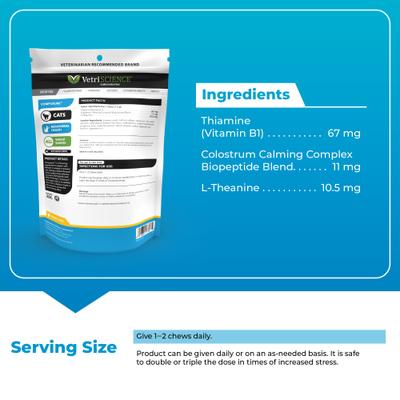 Composure - Suplemento calmante masticable suave con sabor a trucha y pollo para gatos (30 unidades)