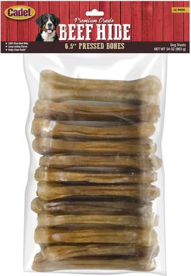 Premium Pressed Beef Hide Beef Flavor Dog Bone, 6.5-in, 12 count