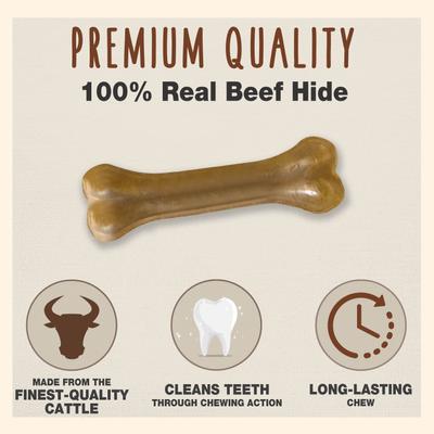Premium Pressed Beef Hide Beef Flavor Dog Bone, 6.5-in, 12 count