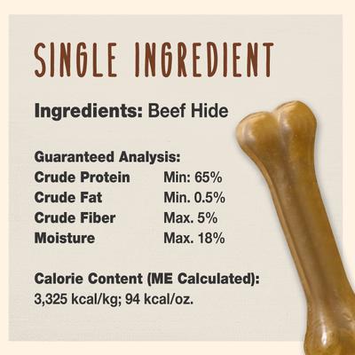 Premium Pressed Beef Hide Beef Flavor Dog Bone, 6.5-in, 12 count