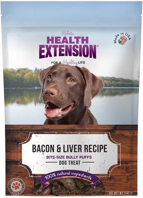 Bundle: Health Extension Bully Puffs Bacon & Liver + Bully Puffs Duck & Yogurt Dog Treats