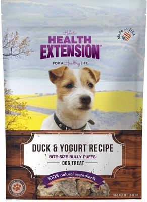 Bundle: Health Extension Bully Puffs Bacon & Liver + Bully Puffs Duck & Yogurt Dog Treats