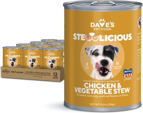 Stewlicious Chicken & Vegetable Stew Grain-Free Canned Wet Dog Food, 13.2-oz, case of 12