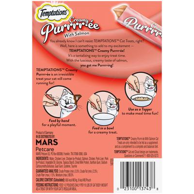 Bundle: Variety Pack - Temptations Creamy Puree with Tuna Lickable Cat Treats, Salmon, Chicken, Cheese & Beef Favors