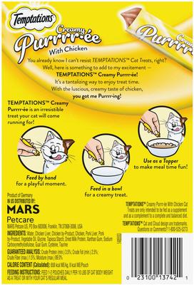 Bundle: Variety Pack - Temptations Creamy Puree with Tuna Lickable Cat Treats, Salmon, Chicken, Cheese & Beef Favors