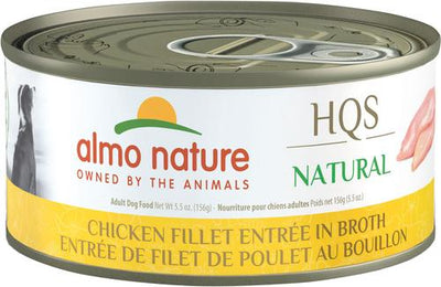 HQS Natural Chicken Fillet Entree in Broth Wet Dog Food, 5.5-oz can, case of 12