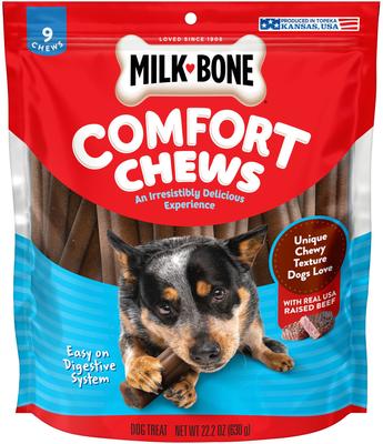 Golosinas masticables de carne de res real para perros Comfort Chews, 9 unidades