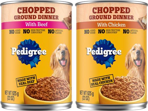 Bundle: Pedigree Chopped Ground Dinner with Beef + Chicken Canned Dog Food