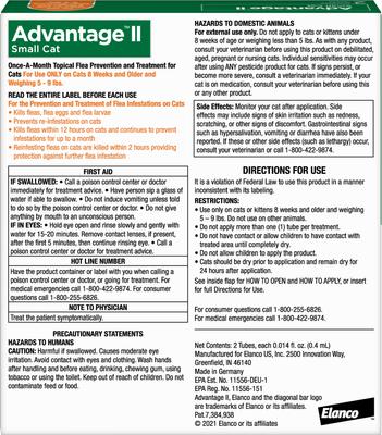 Bundle: Advantage II Flea Spot Treatment for Cats, 5-9 lbs, & Ferrets, 2 Doses (2-mos. supply) + Pet Protect Free Form Omega-3 Fish Oil Liquid Supplement for Small Dogs & Cats, 4-fl oz bottle