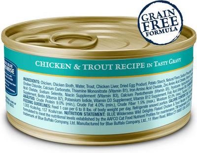 Wilderness Wild Delights Adult Chicken & Trout Recipe in Tasty Gravy High-Protein Grain-Free Flaked Wet Cat Food, 5.5-oz can, 24 count