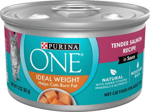 Natural Weight Control Ideal Weight Tender Salmon Recipe Wet Cat Food, 3-oz can, case of 24