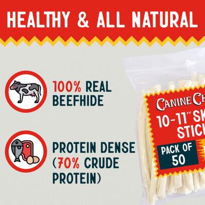 10-11-inch Retriever Skinny Stick Beef Flavor Dental Dog Chews, 50 count