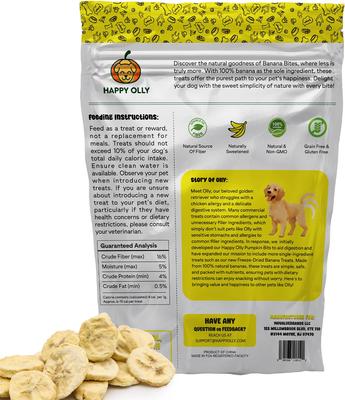 Freeze-Dried Banana Slices Grain-Free Digestive Support Freeze-Dried Dog & Cat Treats, 3-oz bag