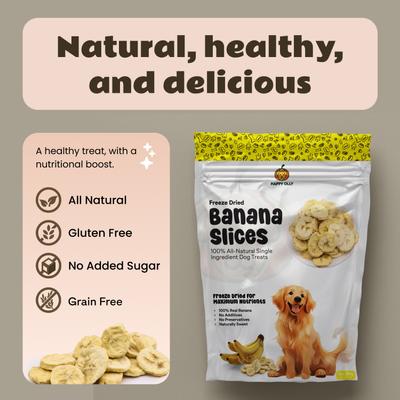 Freeze-Dried Banana Slices Grain-Free Digestive Support Freeze-Dried Dog & Cat Treats, 3-oz bag