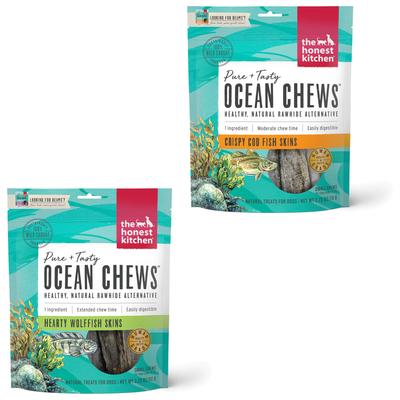 Bundle: The Honest Kitchen Beams Ocean Chews Wolfish Skins + Beams Ocean Chews Cod Fish Skins Dehydrated Dog Treats