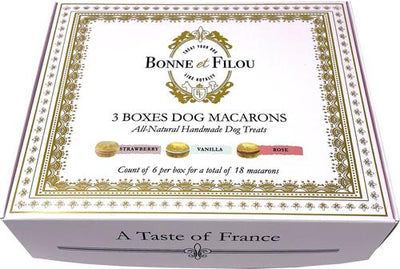 Luxury French Macarons Strawberry, Rose & Vanilla Variety Pack Dog Treats, 18 count