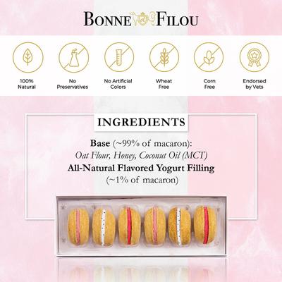 Luxury French Macarons Strawberry, Rose & Vanilla Variety Pack Dog Treats, 18 count