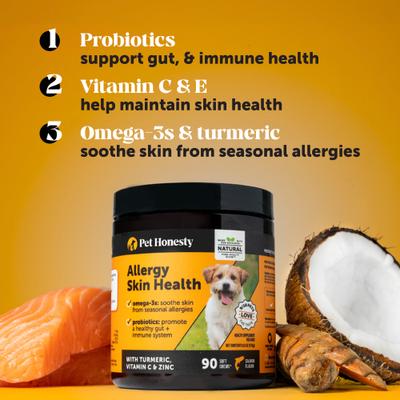 Allergy Skin Health Salmon Flavored Allergy & Itch Relief, Omega-3 Supplement for Dogs, 90 count