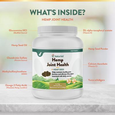 Joint Care with Hemp Hip & Joint Bacon & Chicken Flavored Soft Chew Supplement for Dogs, 240 count