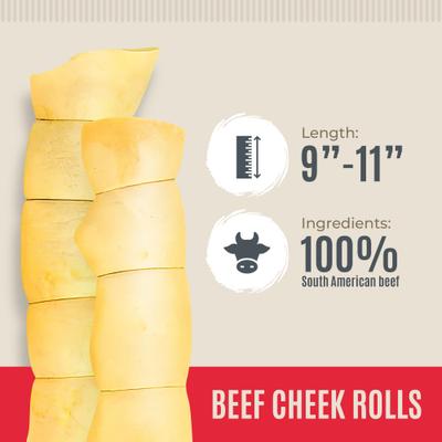 Beef Cheek Rolls 9 to 11-in Dog Treats, 3 count