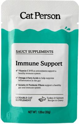Immune Support Turkey & Salmon Puree Lickable Immune Supplement for Cats, 1.05-oz pouch, case of 7
