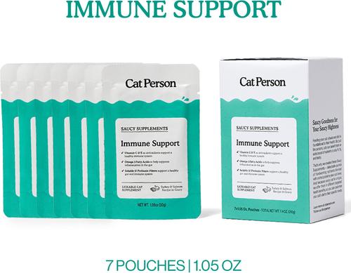 Immune Support Turkey & Salmon Puree Lickable Immune Supplement for Cats, 1.05-oz pouch, case of 7