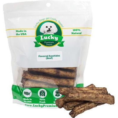 Masticables de cuero crudo con salsa de carne para perros medianos, 16 unidades