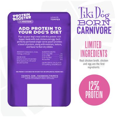Born Carnivore Protein Booster Chicken & Egg Recipe in Broth Grain-Free Dog Food Topper, 2.1-oz pouch, case of 12