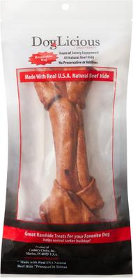 DogLicious Beef Flavor Bone Rawhide Dog Treat, 9 - 10"