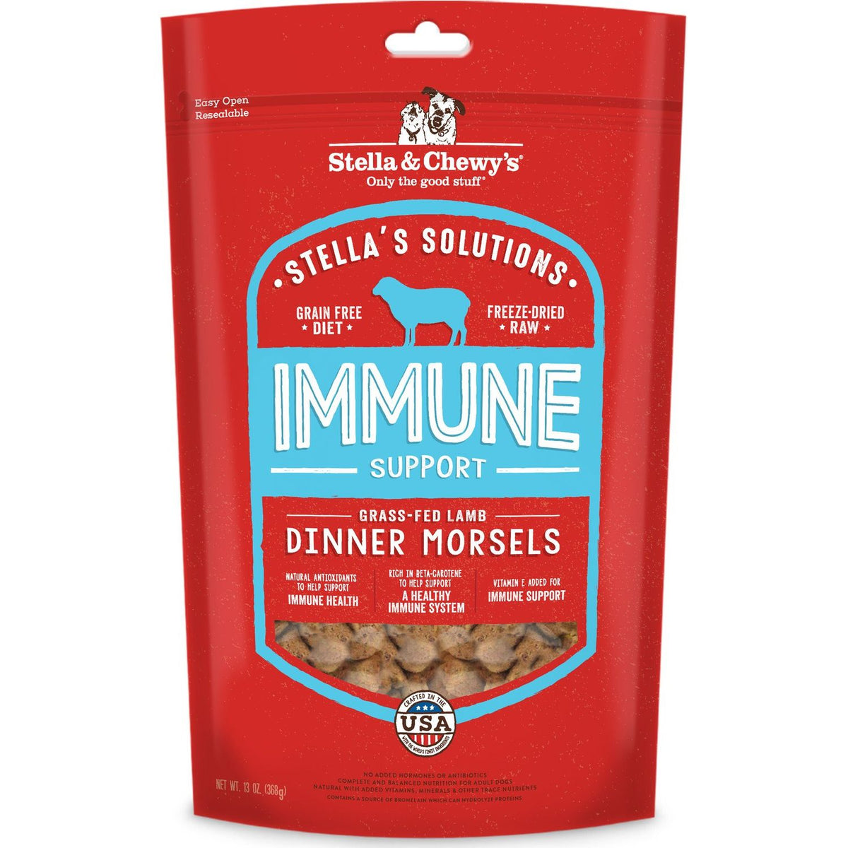 Solutions Immune Boost Freeze-Dried Raw Grass-Fed Lamb Dinner Morsels Dog Food. 370 g.
