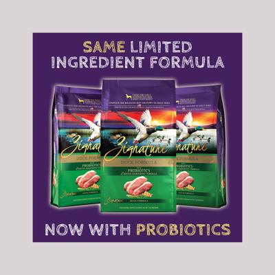 Paquete: Alimento seco para perros Zignature Duck con fórmula de ingredientes limitados y sin cereales, bolsa de 11.3 kg + Zignature Grain-Free Duck Formula Ziggy Bars Biscuit Dog Treats, bolsa de 355 g