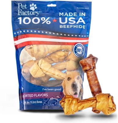 Beefhide 6 to 7-inch Beef & Chicken Flavored Variety Pack Dog Bones, 8 count