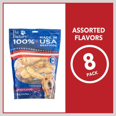 Beefhide 6 to 7-inch Beef & Chicken Flavored Variety Pack Dog Bones, 8 count